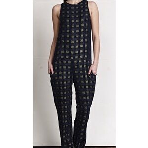 Ace and jig patina jumpsuit romper gold thread with pockets size xs